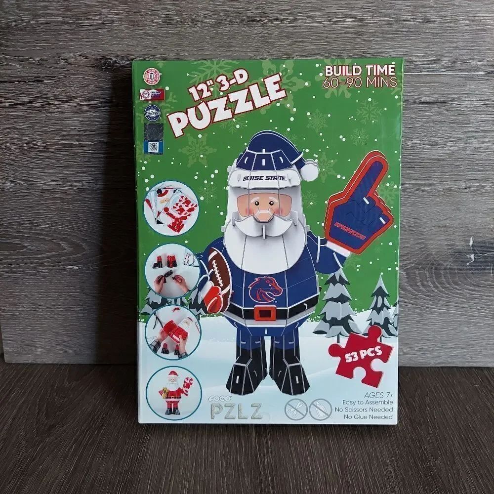 NFL Foco PZLZ 12" Santa 3D Puzzle Christmas Boise State Broncos 53pcs Ages 7+